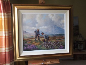 Turfcutter painting framed on easel